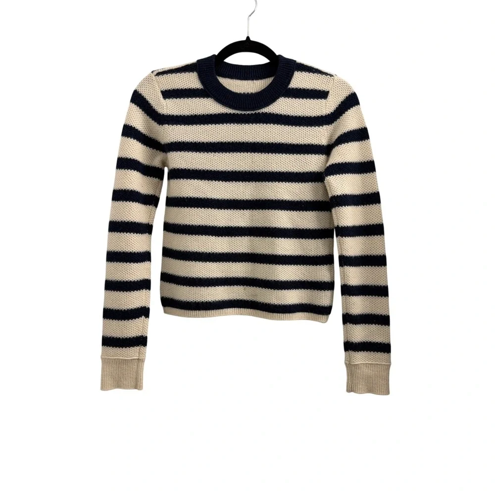 Ralph Lauren Boys Navy and Cream Striped Cashmere Knit Sweater approx size Small